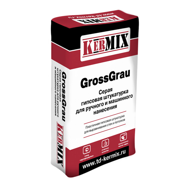 Гипсовая штукатурка GrossGrau 2150, серая, Kermix