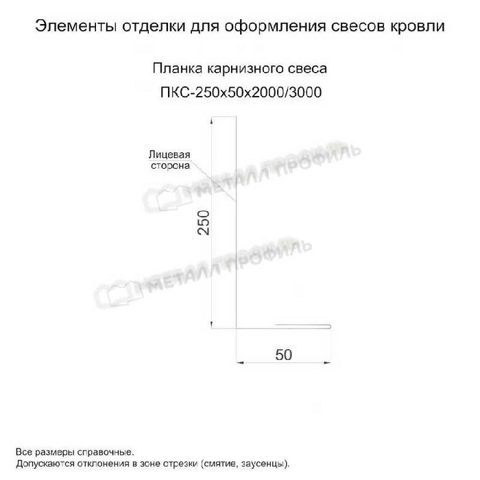 Планка карнизного свеса 250х50х2000 (PURMAN-20-Tourmalin-0.5) - фото №1